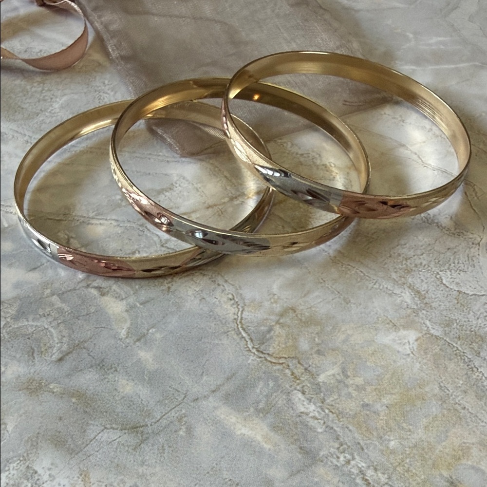 Small Elegant Florentine Gold Bangle Set for little girls
